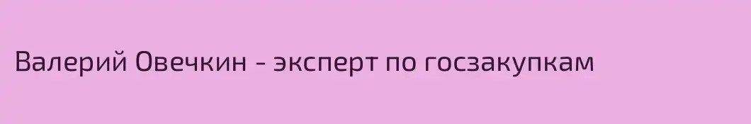 Валерий Овечкин - эксперт по госзакупкам